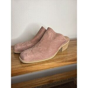 Anthropologie Silent D Women 38 US 7 Dusty Pink Lindsay Floral Mules Boho Heels